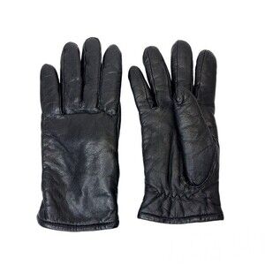 Black Leather Knit Winter Womens Gloves Small